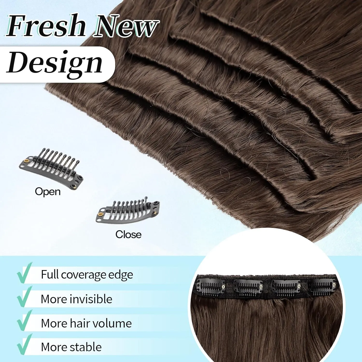 Clip in Hair Extensions 5 PCS Long Wavy Invisible Full Coverage Edges Seamless Natural & Soft Hair & Blends Well Hairpieces for Women, (20Inch Balayage Chocolate Brown to Caramel Blonde)