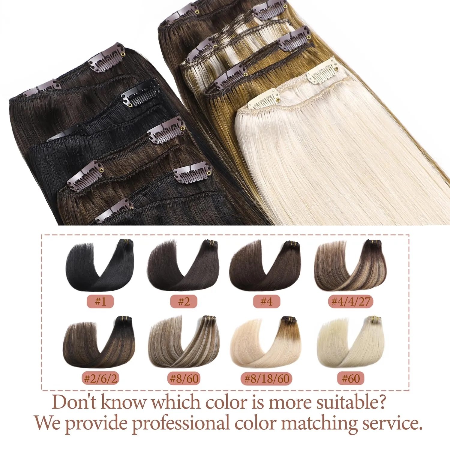 Clip in Hair Extensions Real Human Hair 14 Inch 80g/2.82oz Balayage Dark Brown to Chestnut Brown Remy Human Hair Soft,Natural 5pcs #2/6/2 Clip in Extensions for Women