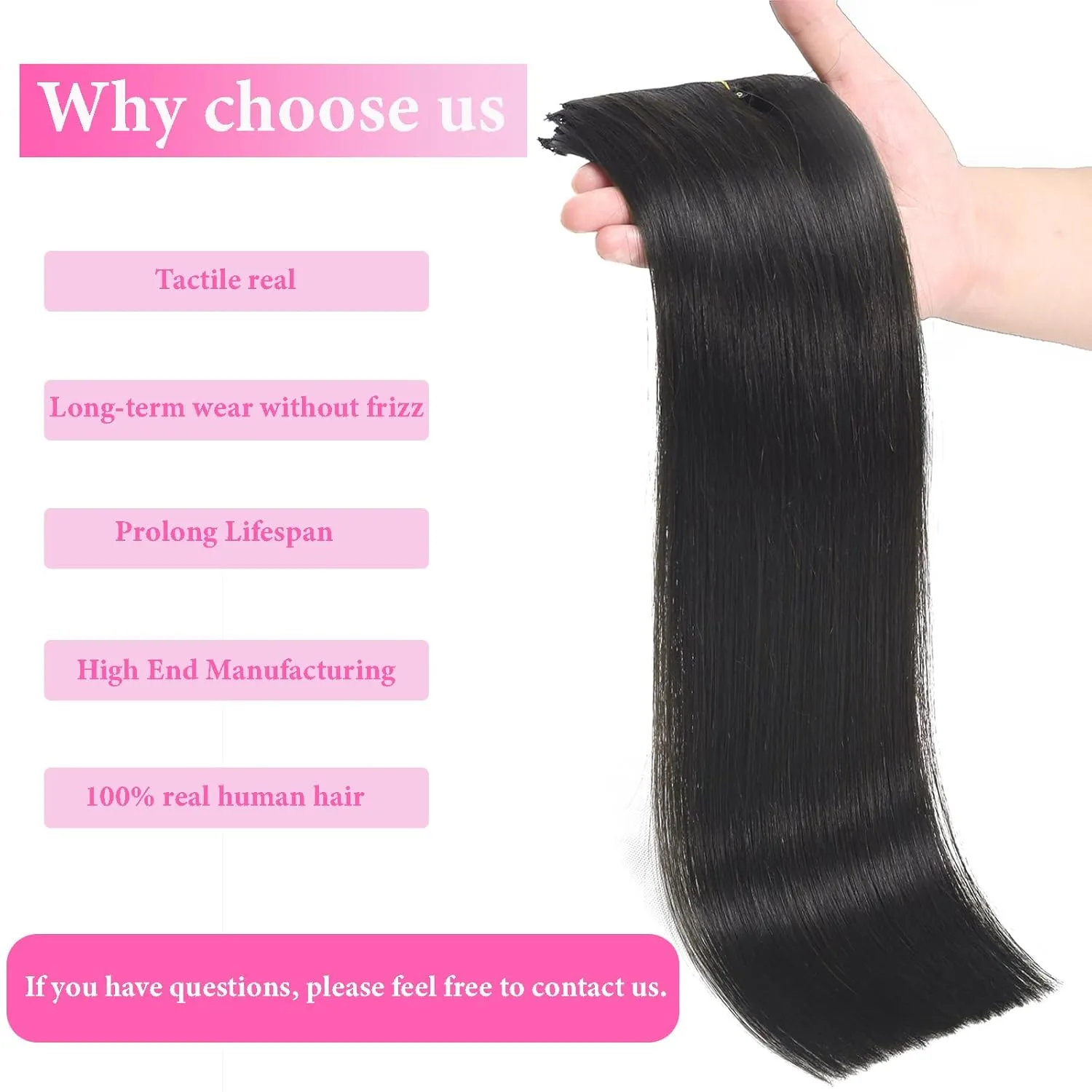 Clip in Hair Extensions Real Human Hair Clip ins Remy Human Hair Black Women Invisible Natural Straight Seamless Clip on Hair Extensions 8pcs Double Weft #1B 20 Inch 80g