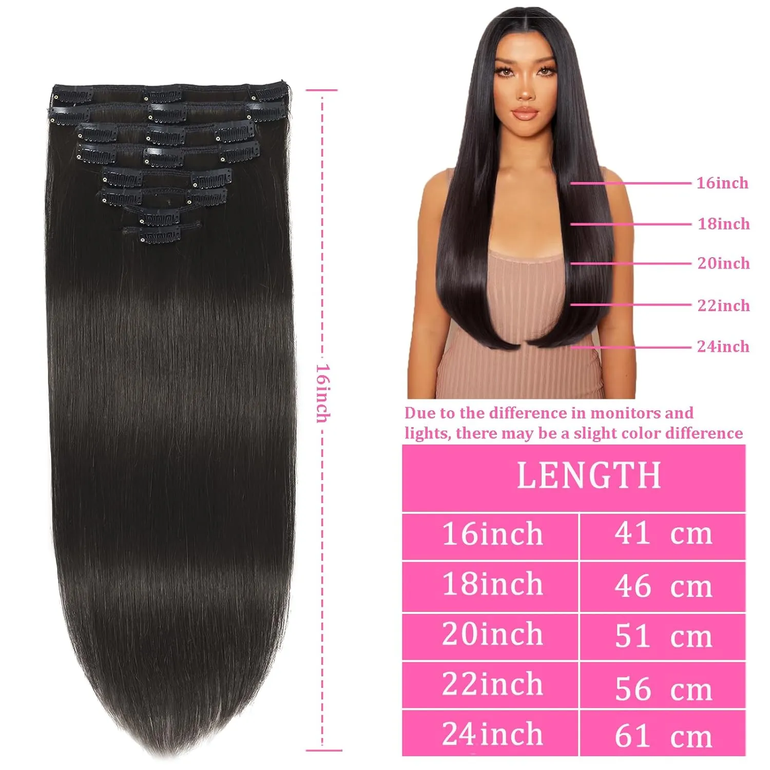 Clip in Hair Extensions Real Human Hair Clip ins Remy Human Hair Black Women Invisible Natural Straight Seamless Clip on Hair Extensions 8pcs Double Weft #1B 20 Inch 80g