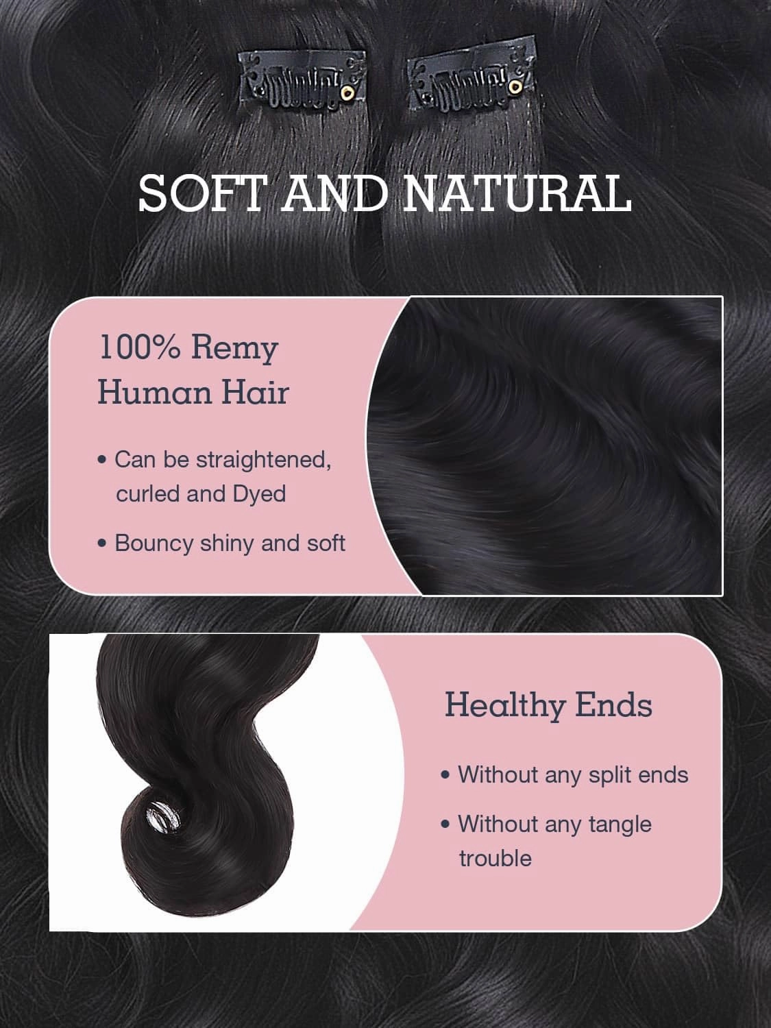 Clip in Hair Extensions Seamless Clip in Hair Extensions Human Hair Real Hair Extensions Clip in Human Hair,Body Wave 110g 20 Inch Natural Black Ultra-thin PU Weft,100% Remy Hair Extensions