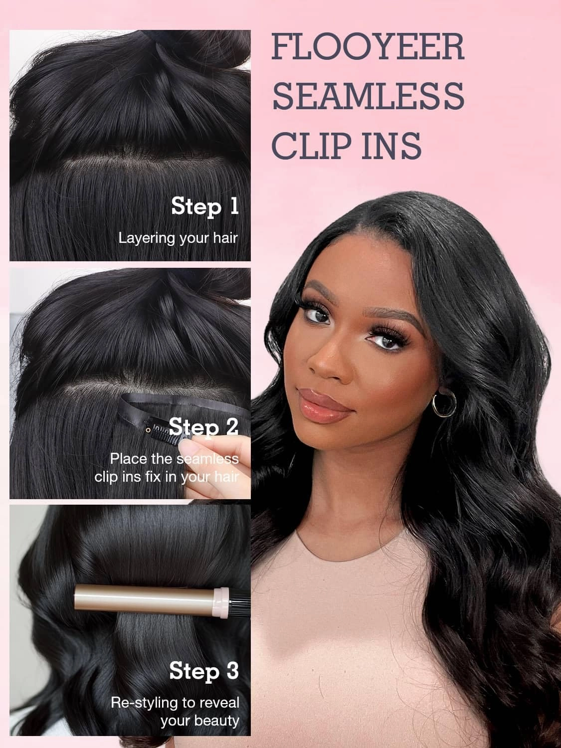 Clip in Hair Extensions Seamless Clip in Hair Extensions Human Hair Real Hair Extensions Clip in Human Hair,Body Wave 110g 20 Inch Natural Black Ultra-thin PU Weft,100% Remy Hair Extensions
