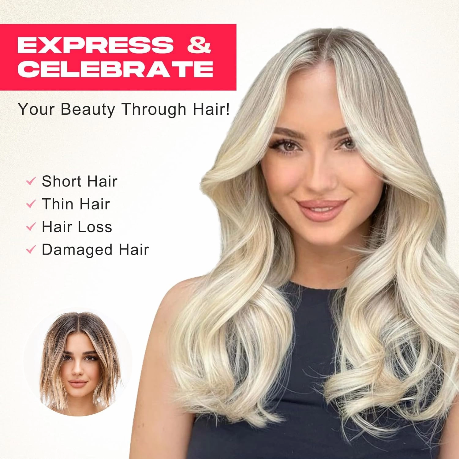Clip in Hair Extensionss, 4PCS Hair Extensions 14" Short Layered Cut Hair Extensions Invisible Lace Weft Natural Soft Hairpieces for Women - Ash Blonde with Highlights