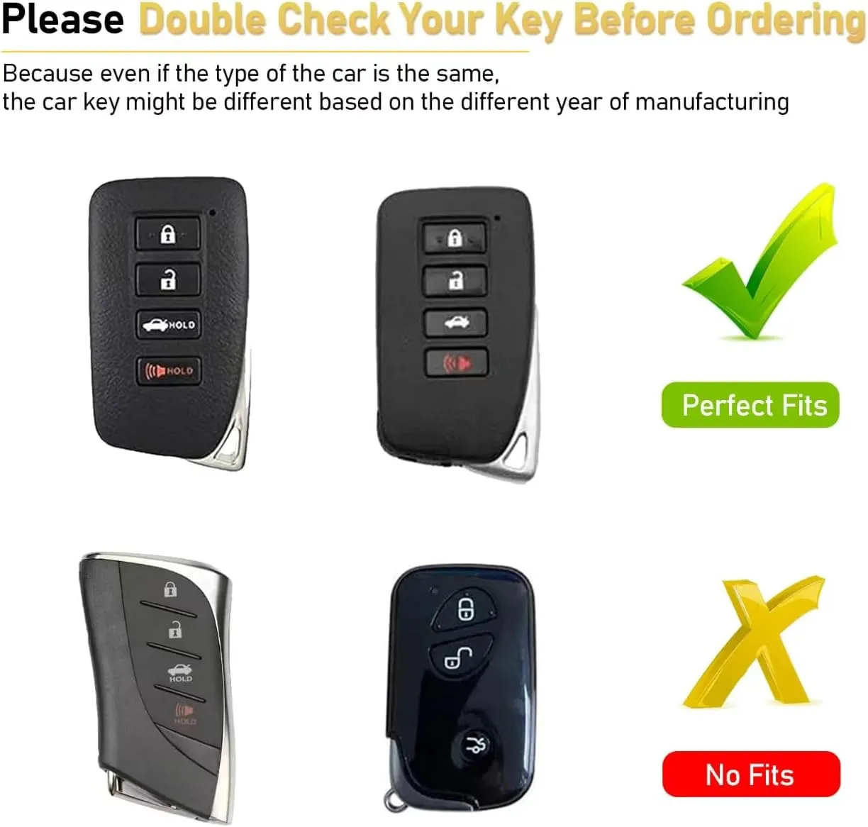 Compatible with Lexus Key Fob Cover,ES NX RX RC GS LX IS Key Fob Case,Metal Shell & Soft Silicone Protection
