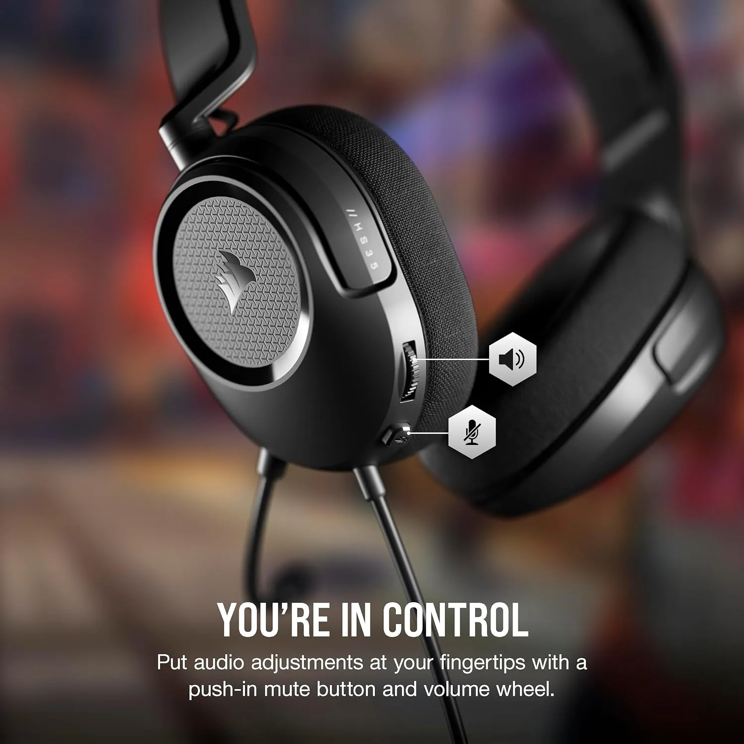 Corsair HS35 v2 Multiplatform Wired Gaming Headset – Flexible Omni-Directional Microphone – Universal 3.5mm Connection – PC, Mac, PS5, PS4, Xbox, Nintendo Switch, Mobile – Carbon