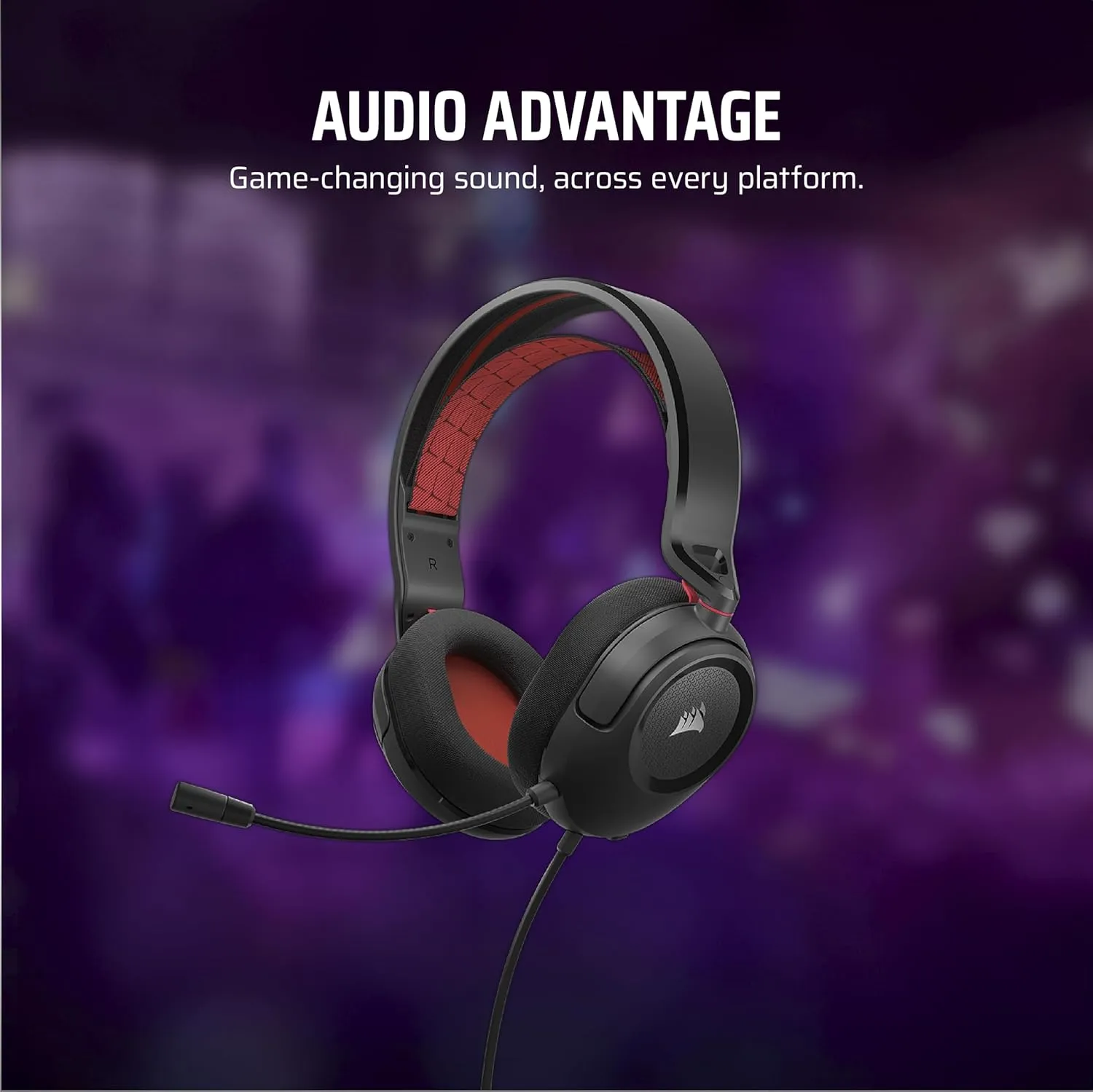 Corsair HS35 v2 Multiplatform Wired Gaming Headset – Flexible Omni-Directional Microphone – Universal 3.5mm Connection – PC, Mac, PS5, PS4, Xbox, Nintendo Switch, Mobile – Red