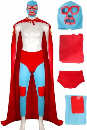 Costume Cosplay Outfit Cape with Mask Crazy Priest Red Long Cloak