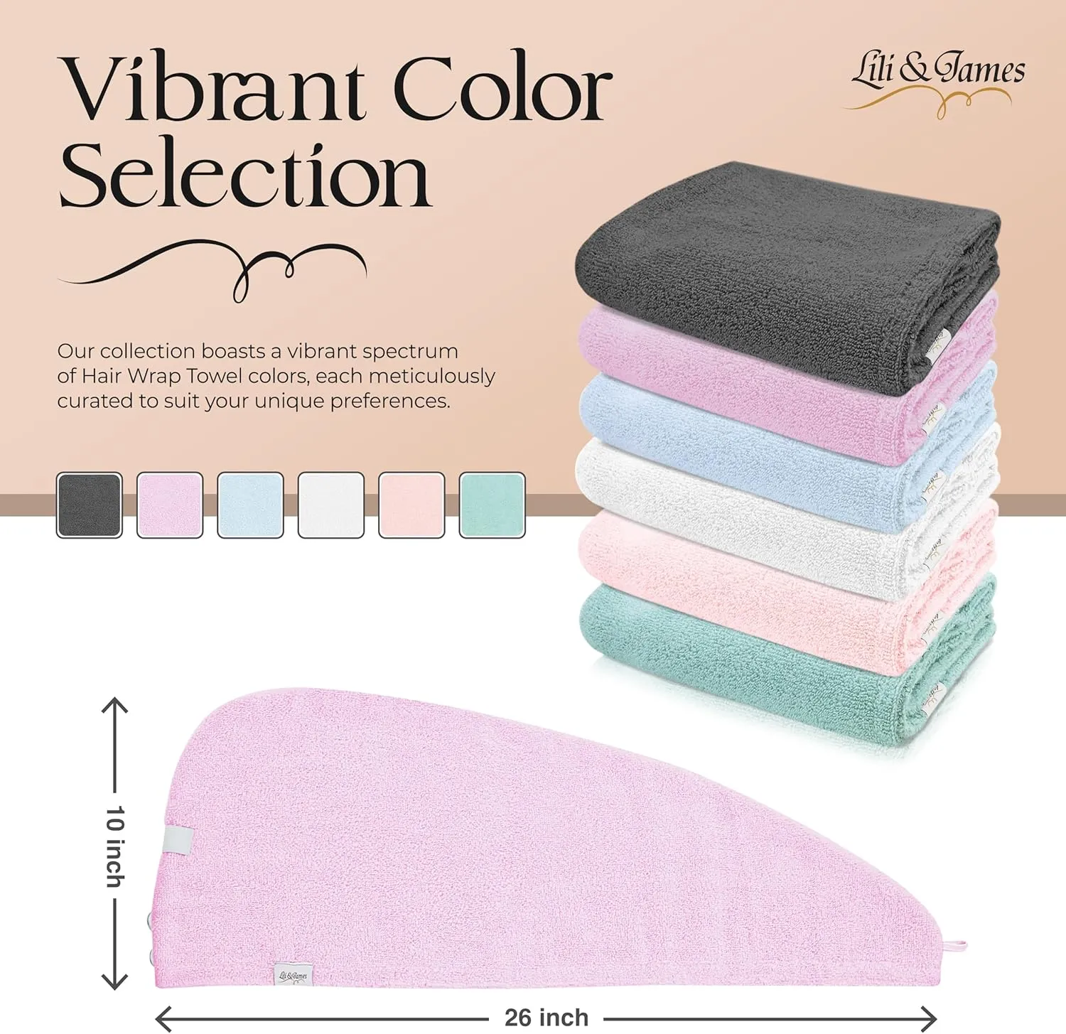 Cotton Hair Towel Wrap for Women/Kids | Quick Dry, Soft & Absorbent 420 GSM Hair Wrap Towels with Double Button | Anti Frizz, Non Microfiber Hair Turbans for Curly, Long Hair (White Pink Lilac)