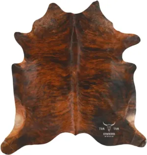 Cowhides Rug 6x6 Brindle Red Brown Black Cowhide Natural Leather