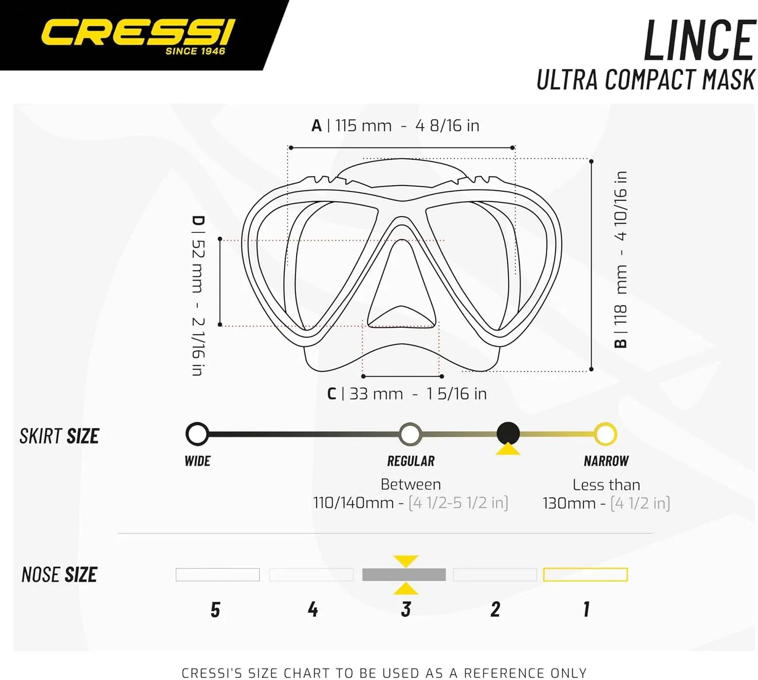 Cressi LINCE, Adult Scuba Diving, Snorkeling, and Freediving Mask - Cressi: 100% Made in Italy Since 1946