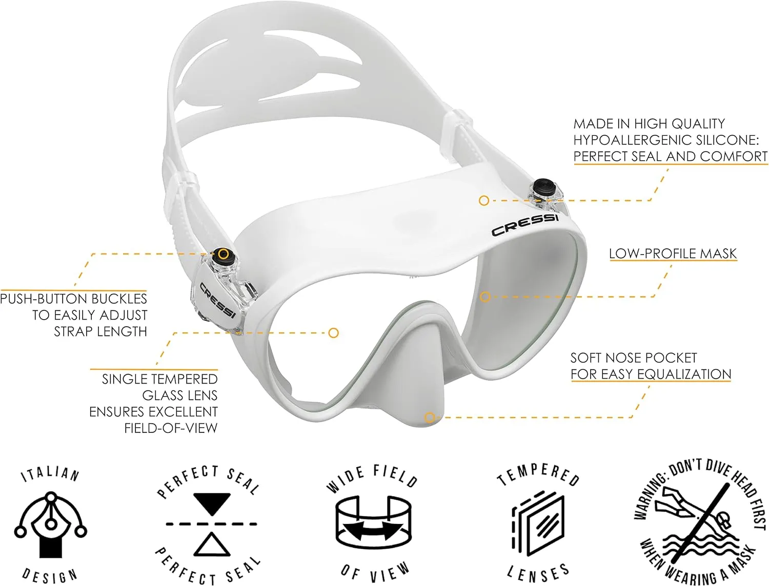 Cressi Scuba Diving Snorkeling Kit - Freediving Mask & Dry Snorkel - F1 & Supernova Dry: Designed in Italy