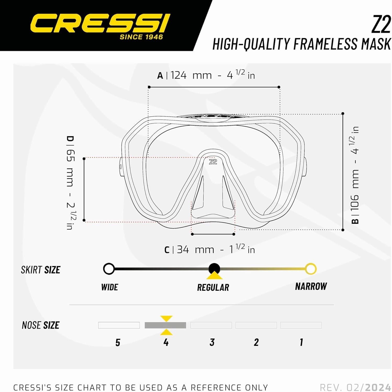 Cressi Adult Frameless Diving Mask - Wide View Mono Lens - Low Internal Volume - Pure Soft Silicone - Z2: Designed in Italy by Cressi