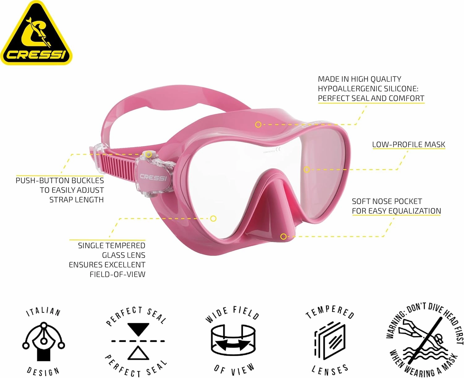 Cressi Scuba Diving Snorkeling Kit - Freediving Mask & Dry Snorkel - F1 & Supernova Dry: Designed in Italy