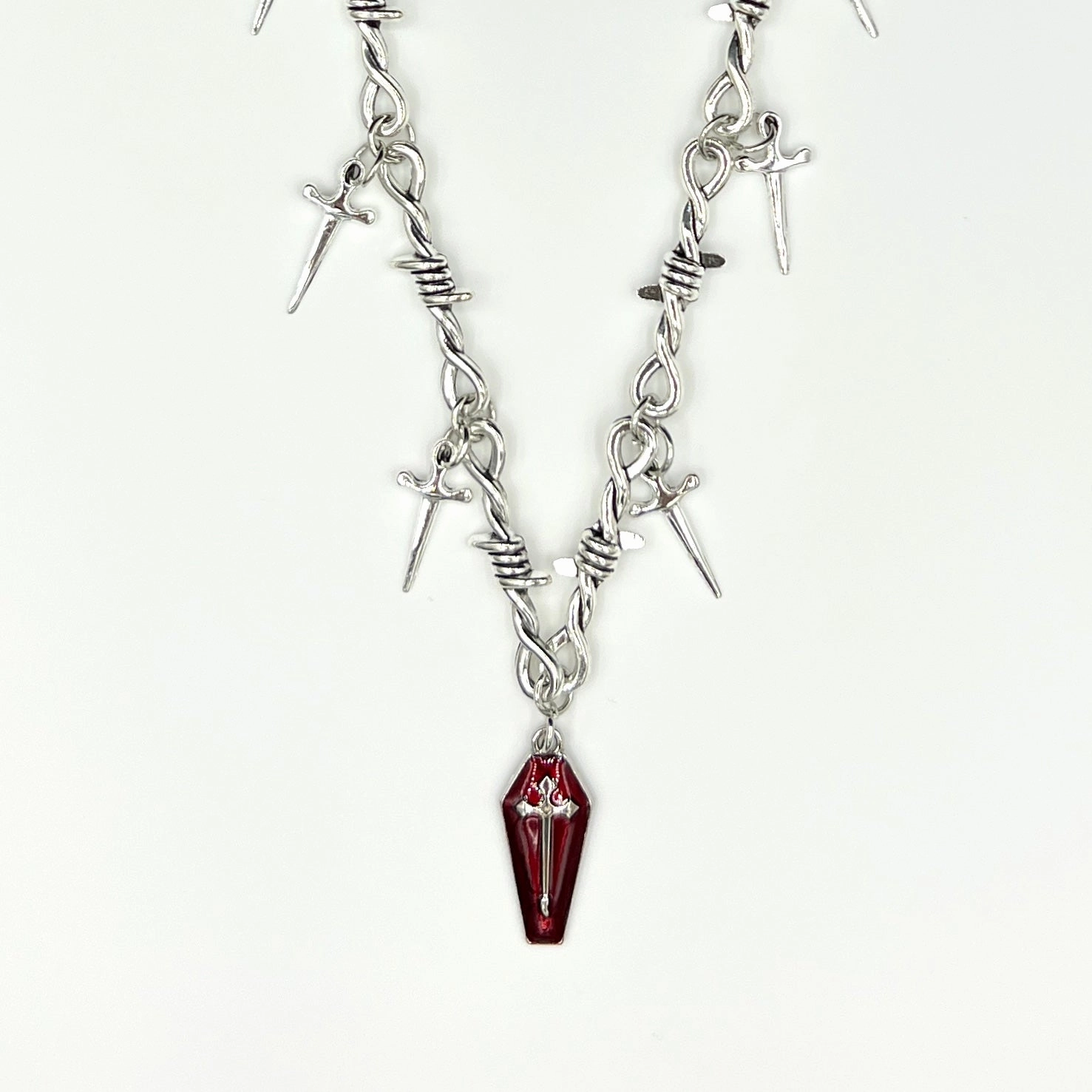 Crimson Dagger Pendant Necklace