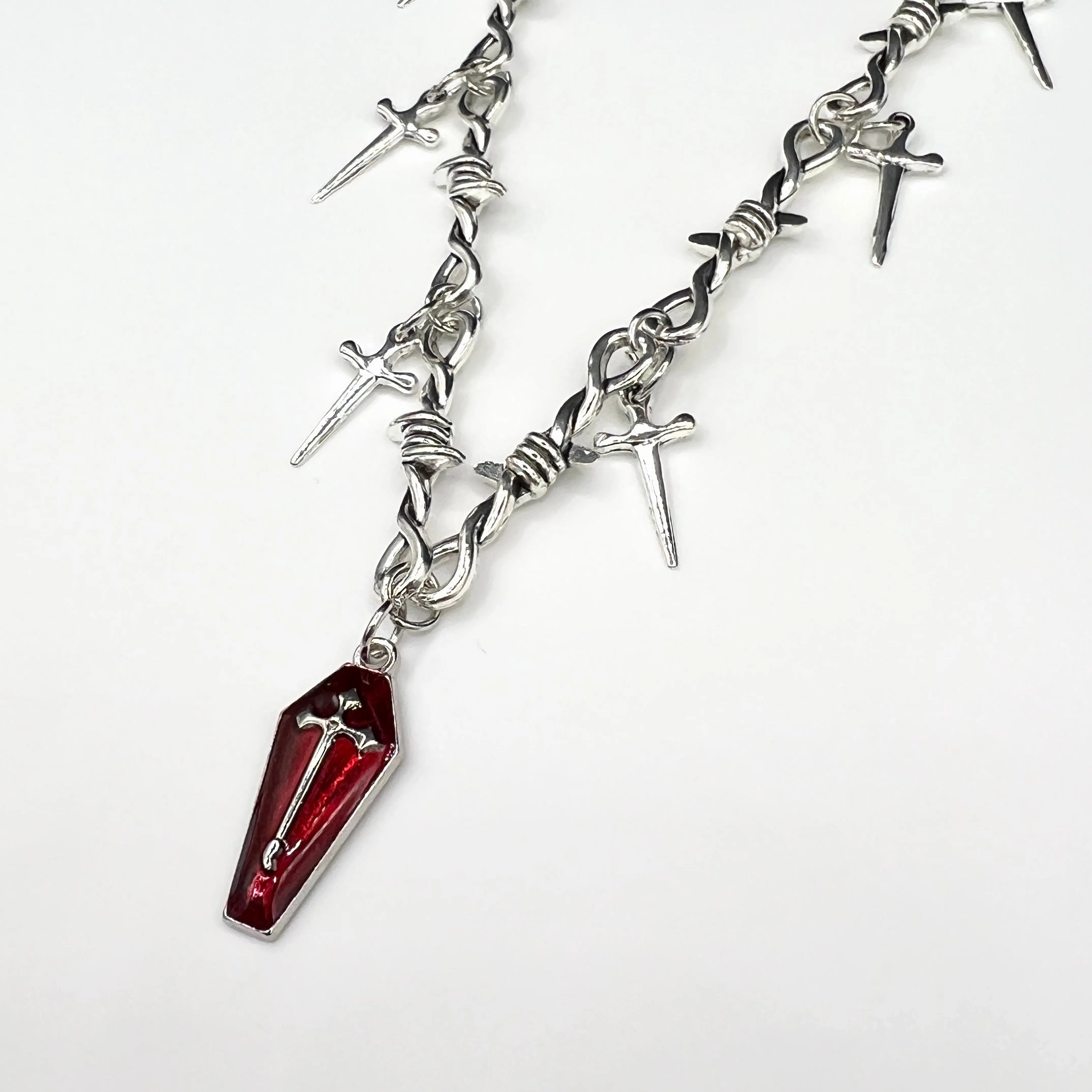 Crimson Dagger Pendant Necklace