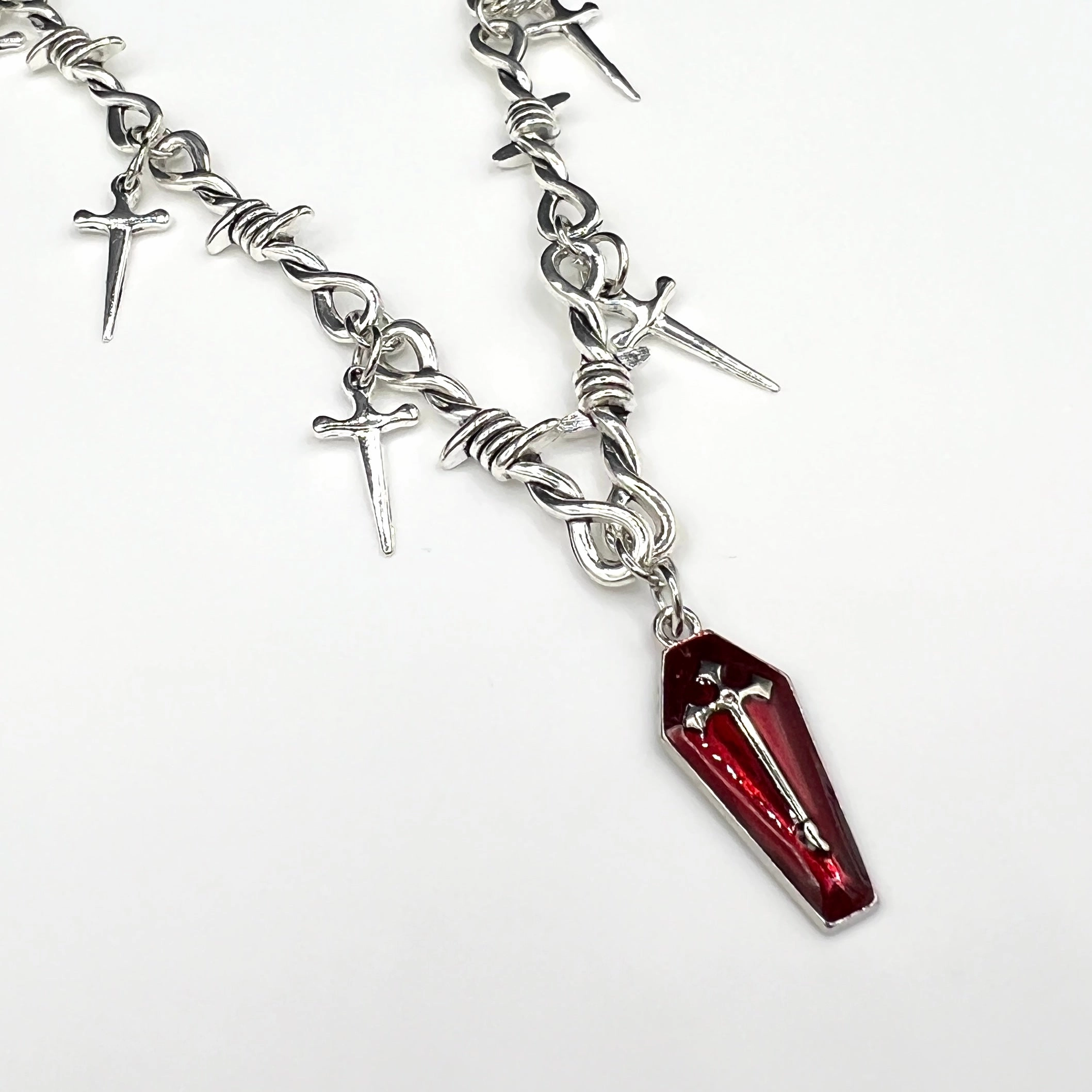 Crimson Dagger Pendant Necklace