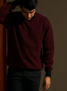 Crimson Jacquard Pullover