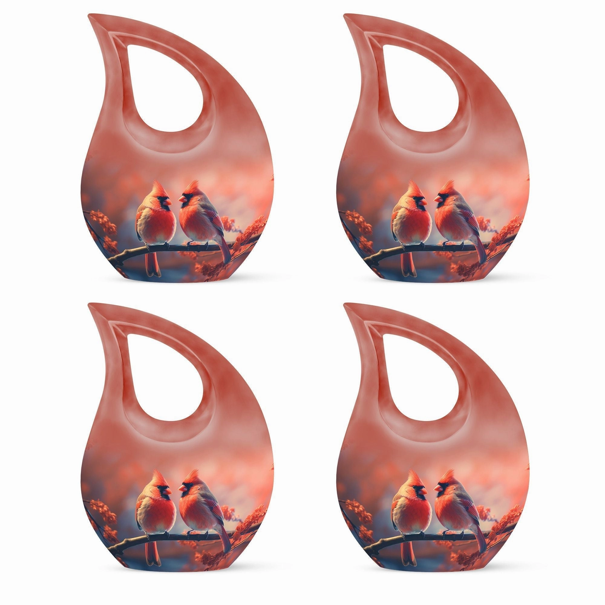 Crimson Moonrise Keepsake: Twin Capacity Memorial Urn