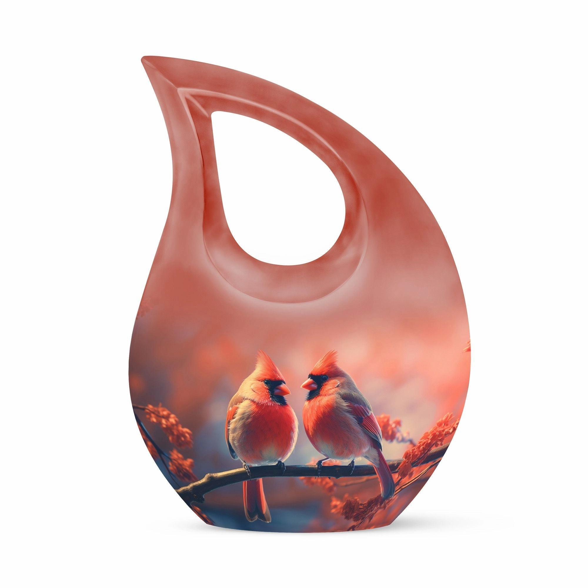 Crimson Moonrise Keepsake: Twin Capacity Memorial Urn