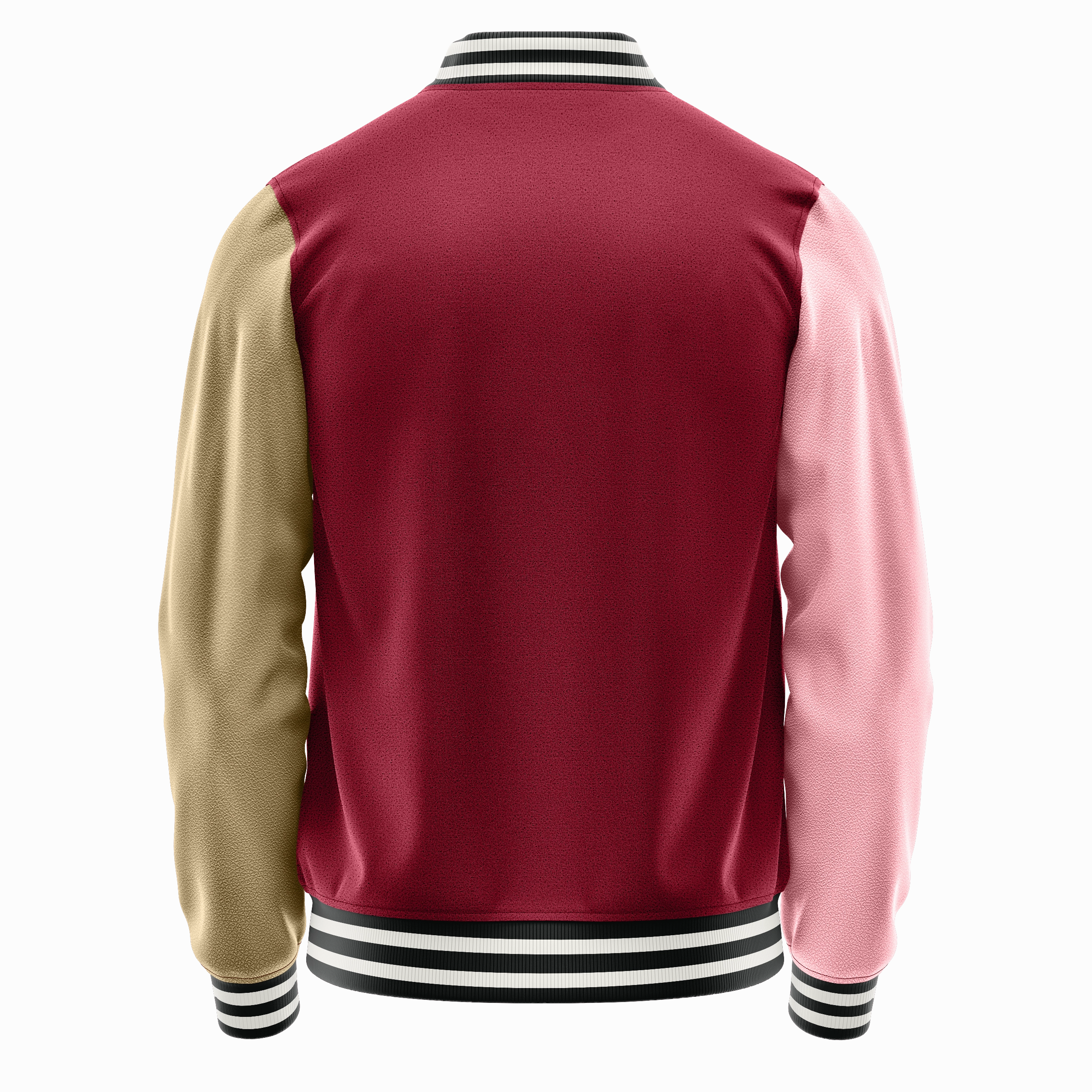 Crimson Red & Light Pink Leather Varsity Jacket
