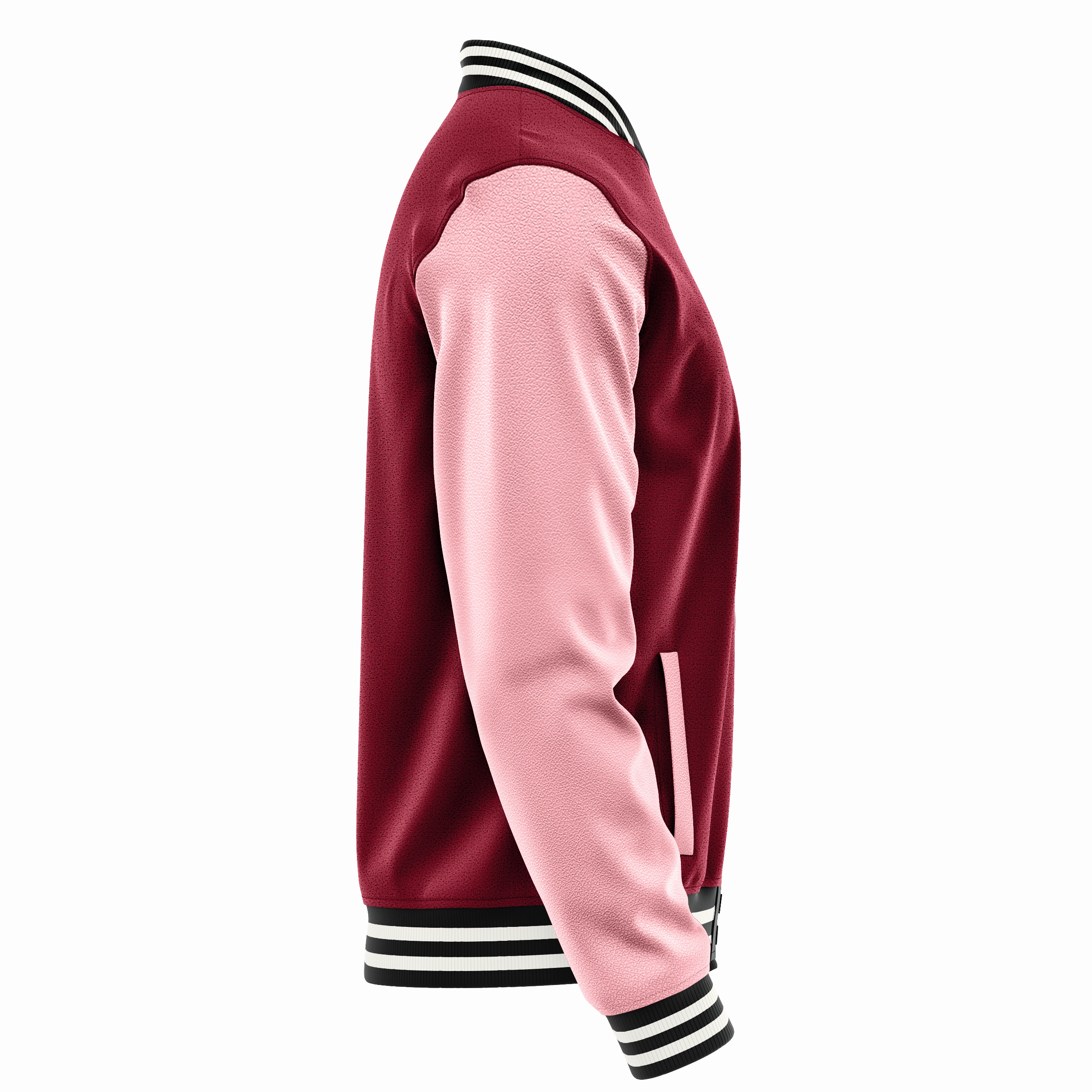 Crimson Red & Light Pink Leather Varsity Jacket