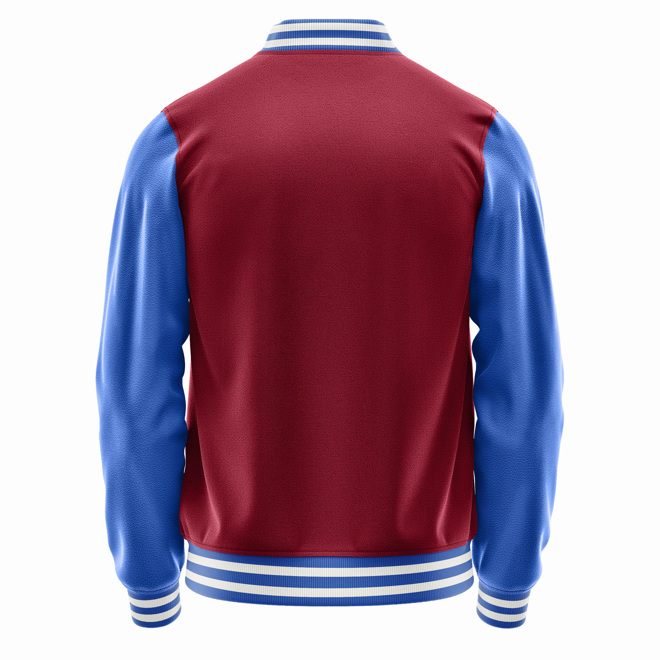 Crimson Red & Sky Blue Leather Varsity Jacket