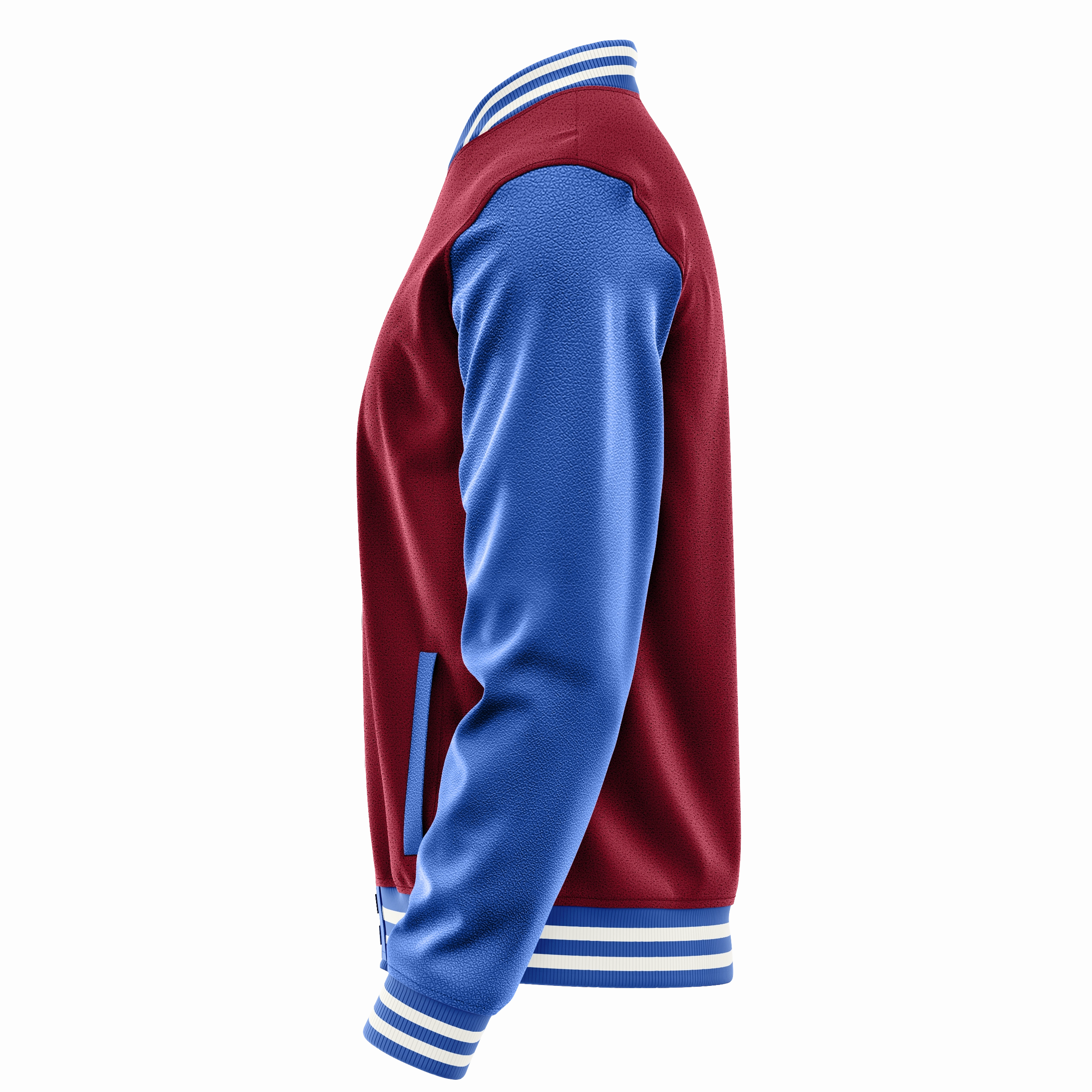 Crimson Red & Sky Blue Leather Varsity Jacket