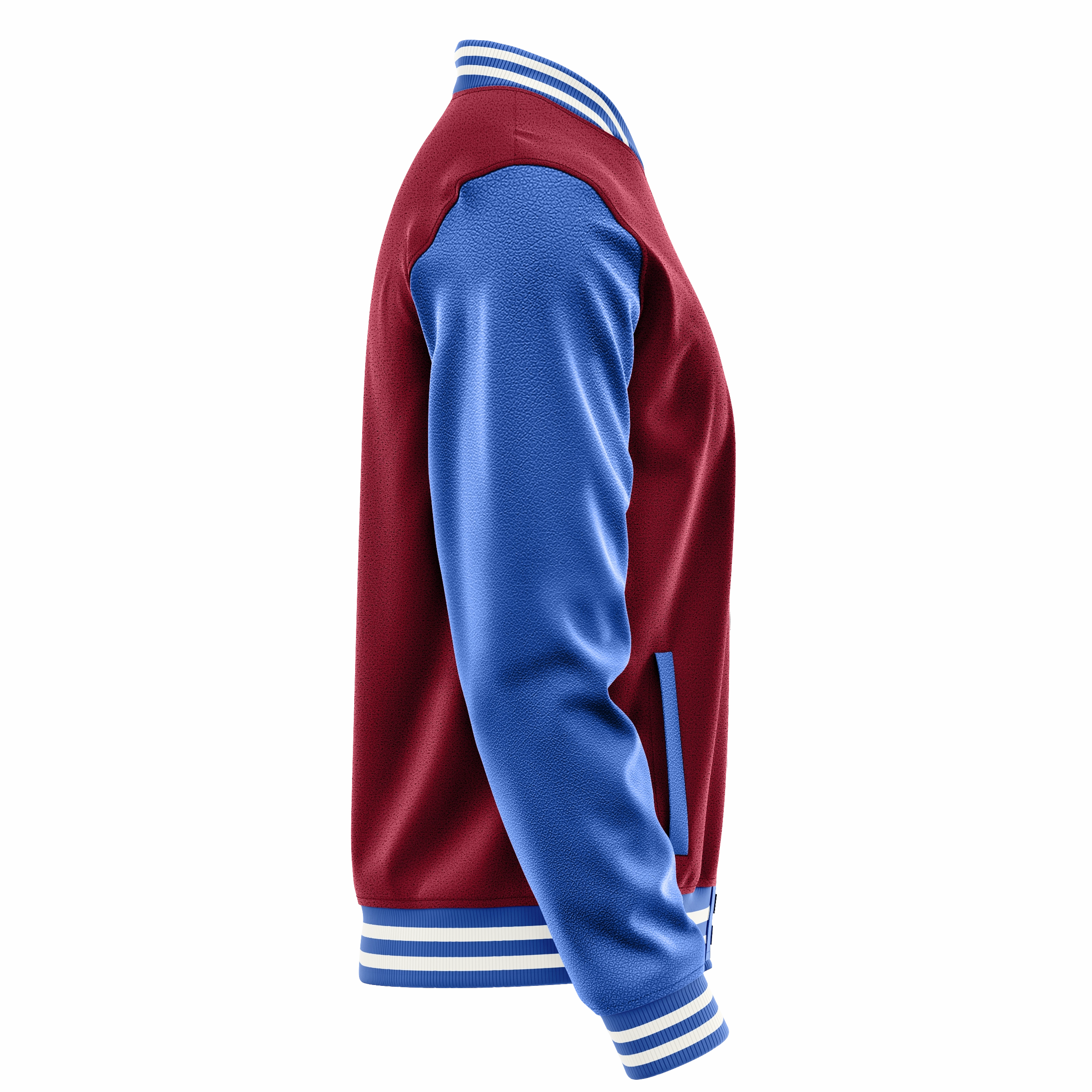 Crimson Red & Sky Blue Leather Varsity Jacket