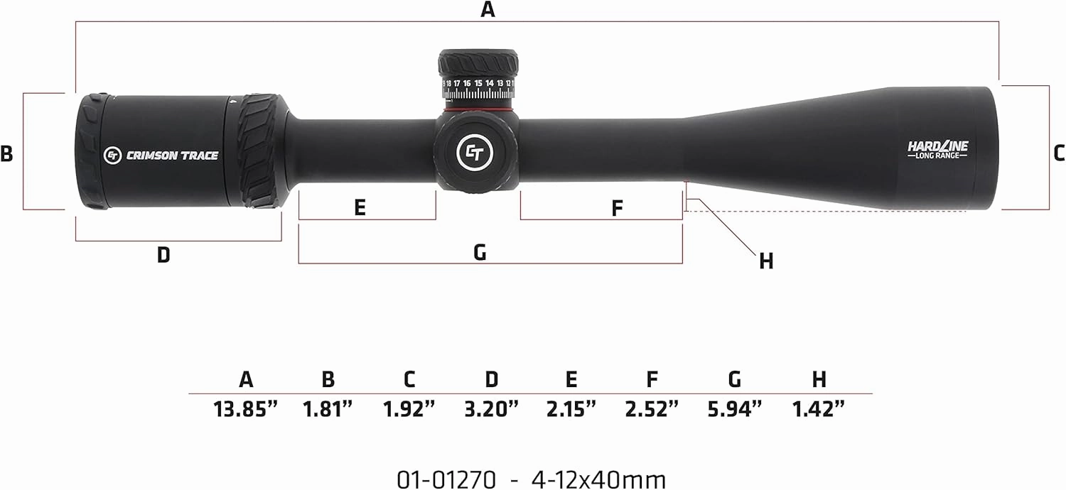 Crimson Trace Hardline Riflescope with Lightweight Solid Construction, Scope Caps and Lens Cloth for Hunting, Shooting, Tactical and Outdoor