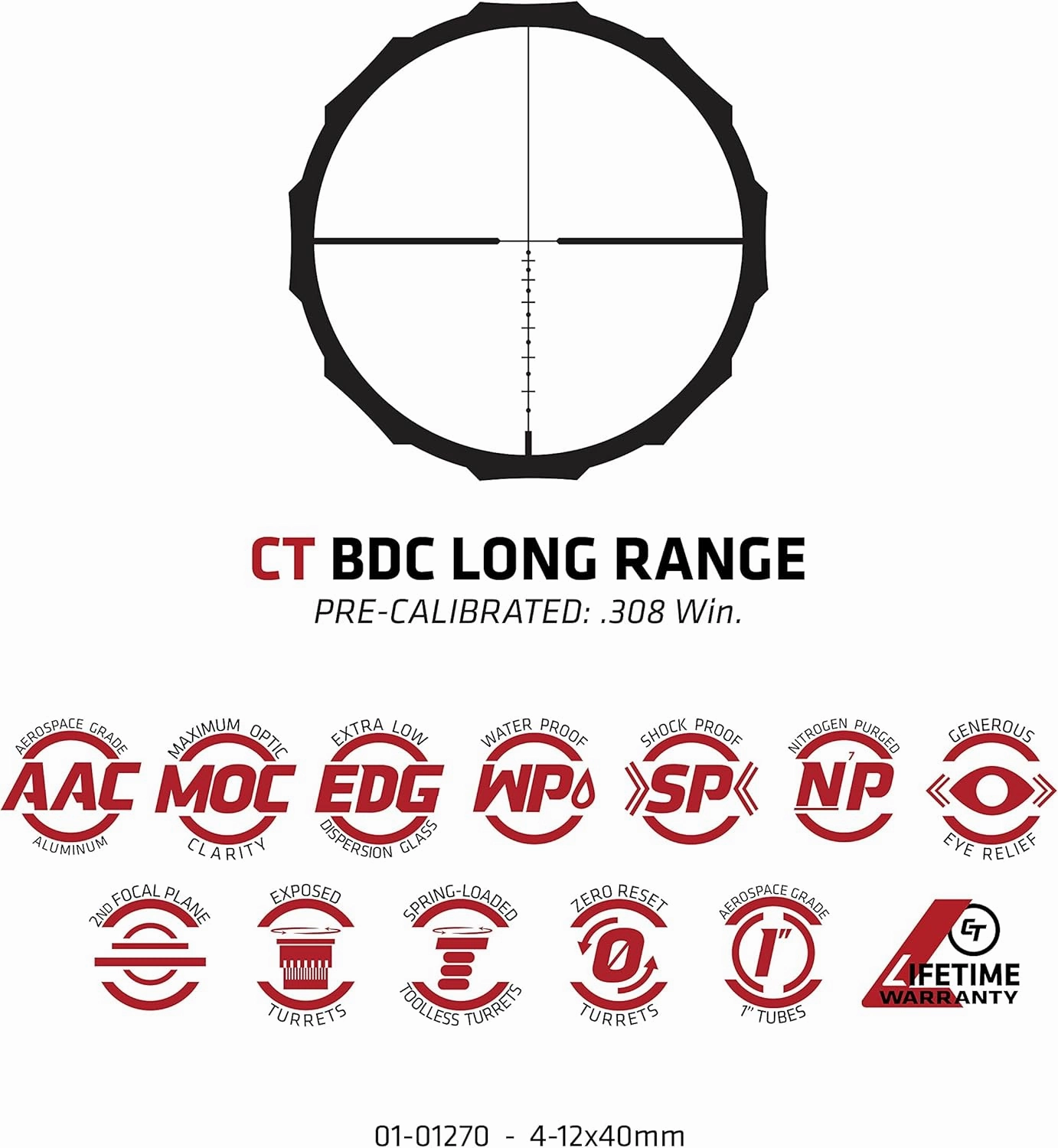 Crimson Trace Hardline Riflescope with Lightweight Solid Construction, Scope Caps and Lens Cloth for Hunting, Shooting, Tactical and Outdoor