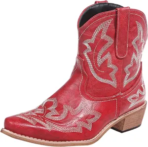 Crzidha Cowboy Boots Women,Solid Suede Pull On Tabs Ankle Boots Almond Toe Chunky Mid Heel Booties Classic Western Country Cowgirl Boots for Women Snow Winter Fall Party Shoes