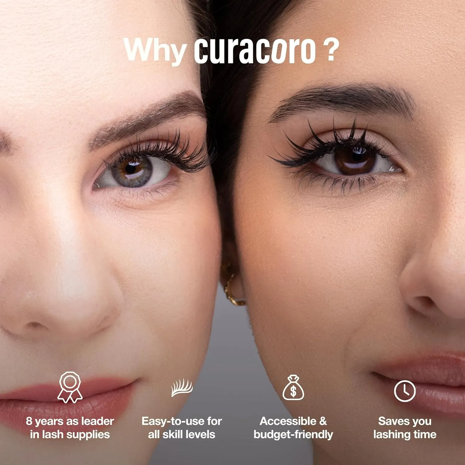 Curacoro W Eyelashes Extensions - 3D Handmade Volume Eyelashes, C CC D Curl, Thickness 0.05~0.07mm, 9-15mm Length Mixed Tray, Full Fluffy Volume Look, Long Lasting & Easy Application