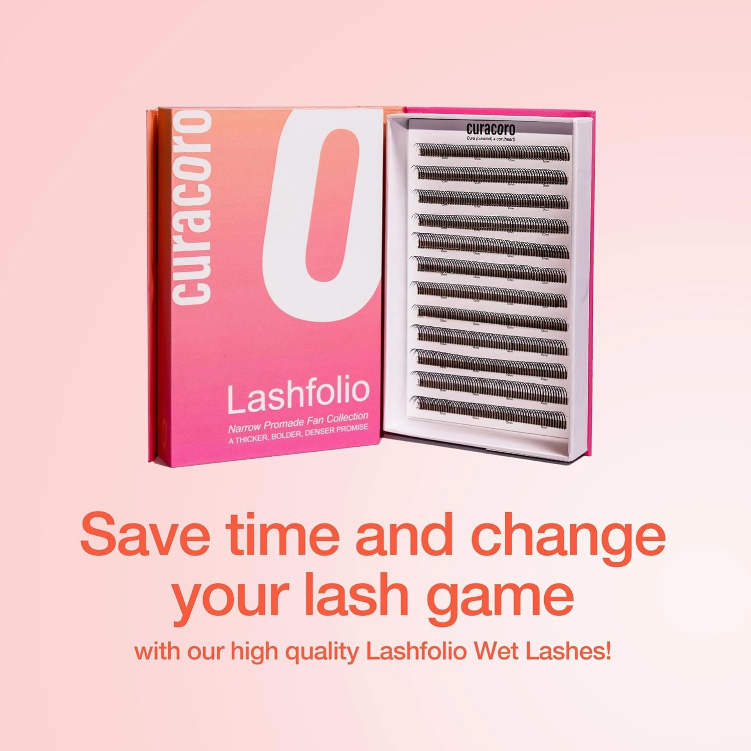 Curacoro LashFolio Wet Promade Fans, Handmade Volume Eyelashes, 5D To 10D, C CC D Curl, 0.03~0.07 mm, 8-13mm Mix Length, Professional Long-Lasting Promade Lash Fans (5D-0.07 CC 8mm-13mm)