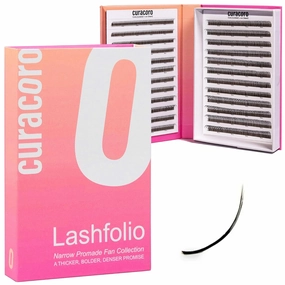 Curacoro LashFolio Wet Promade Fans, Handmade Volume Eyelashes, 5D To 10D, C CC D Curl, 0.03~0.07 mm, 8-13mm Mix Length, Professional Long-Lasting Promade Lash Fans (5D-0.07 CC 8mm-13mm)