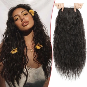 Curly Hair Topper Lightweight, Natural-Looking Hairpiece for Women, Easy Clip-In Hair Extensions for Instant Volume & Coverage(20",Dark Brown)