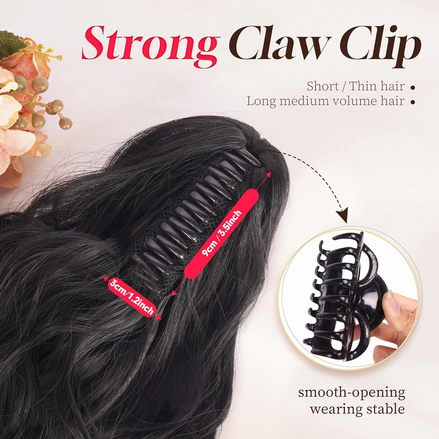 Curly Wavy Ponytail - 18" Claw Clip Hair Extensions, Soft Synthetic Pony Tails - Brown & Light Auburn Mixed