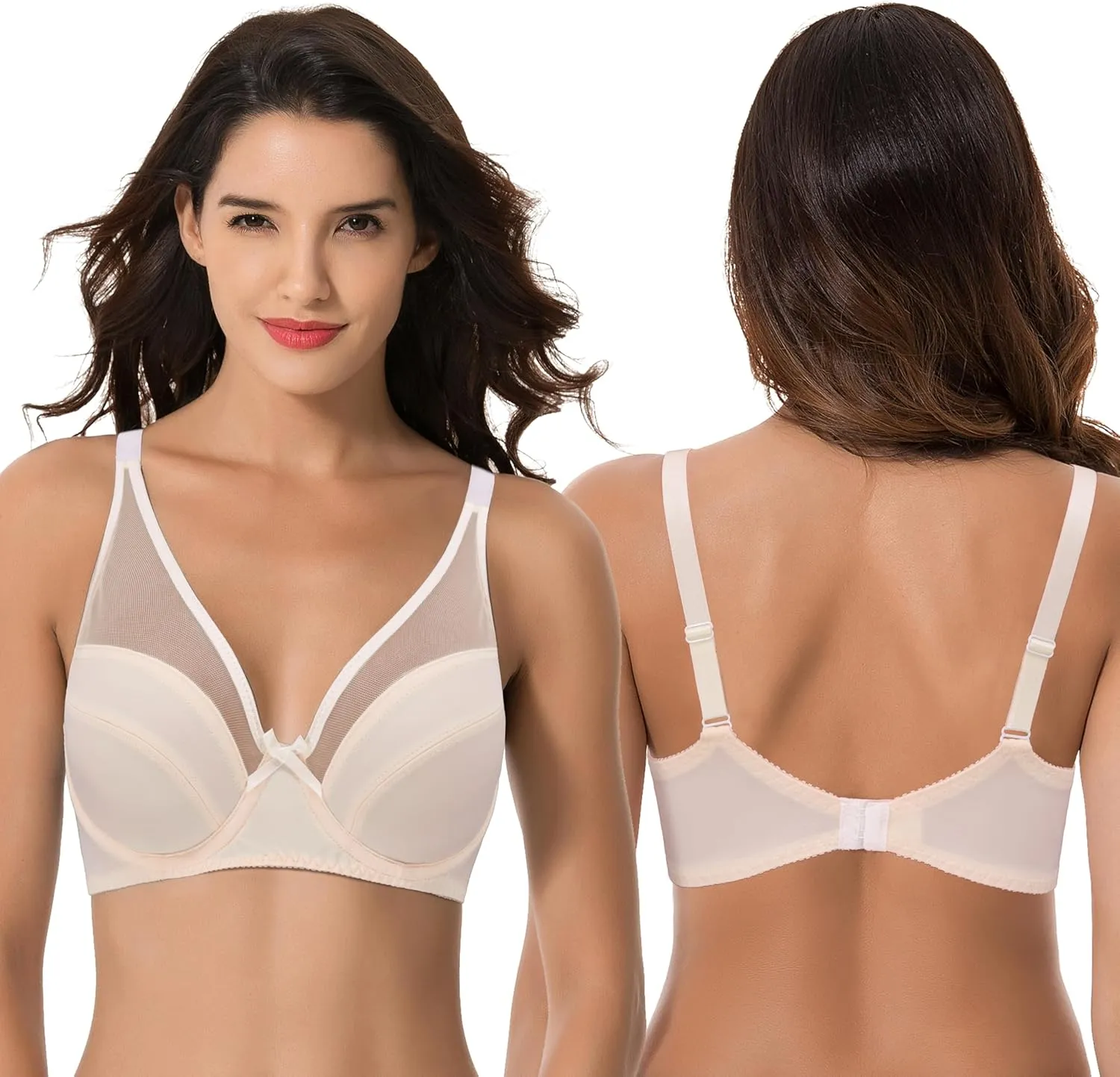 Curve Muse Women's Plus Size Minimizer Unlined Underwire Full Coverage Bra