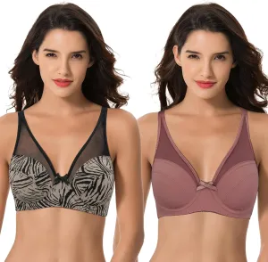 Curve Muse Women's Plus Size Minimizer Unlined Underwire Full Coverage Bra