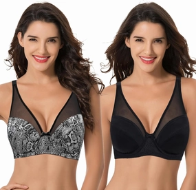 Curve Muse Women's Plus Size Minimizer Unlined Underwire Full Coverage Bra
