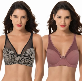 Curve Muse Women's Plus Size Minimizer Unlined Underwire Full Coverage Bra