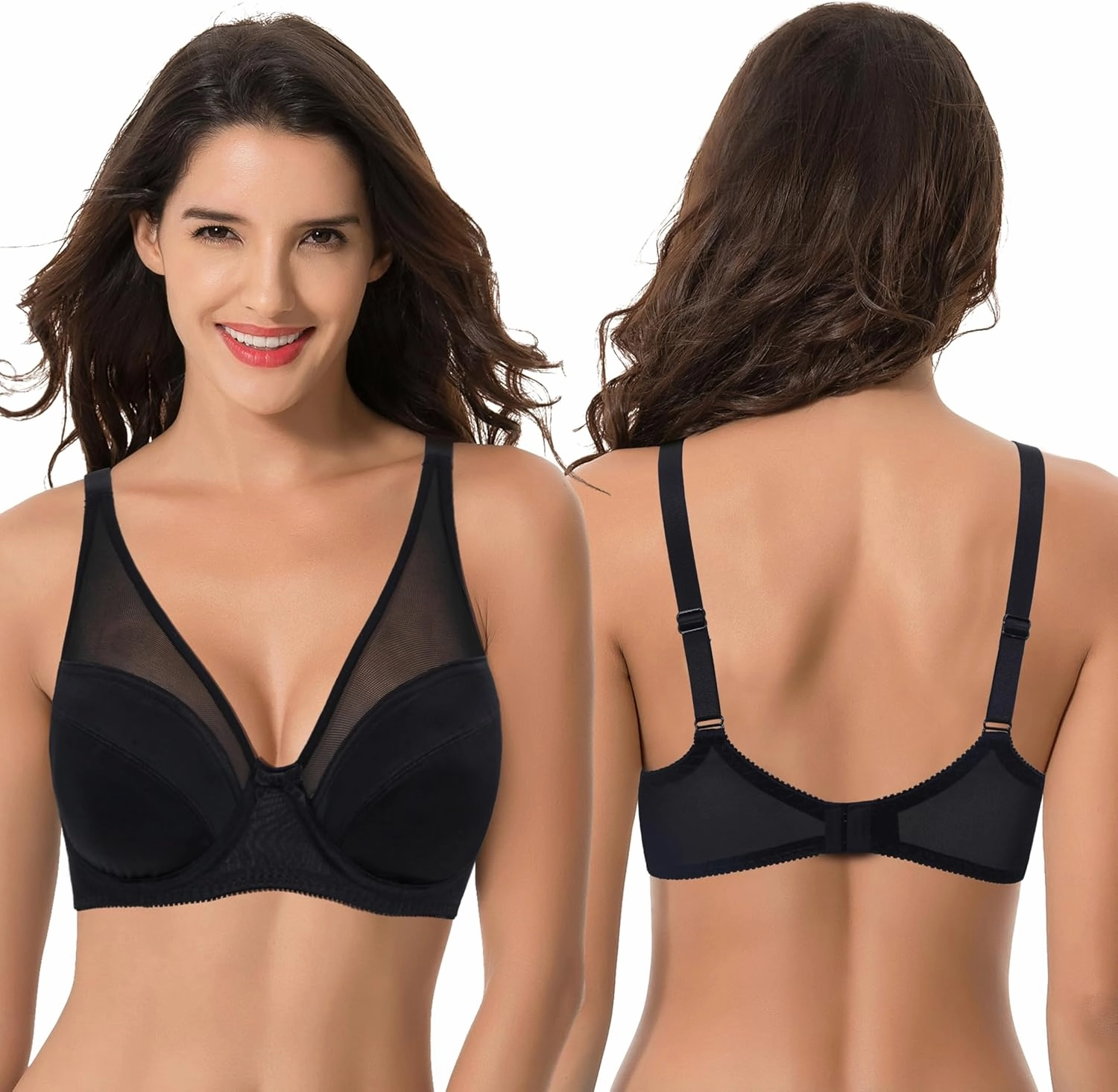 Curve Muse Women's Plus Size Minimizer Unlined Underwire Full Coverage Bra