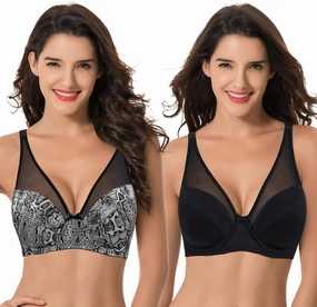 Curve Muse Women's Plus Size Minimizer Unlined Underwire Full Coverage Bra
