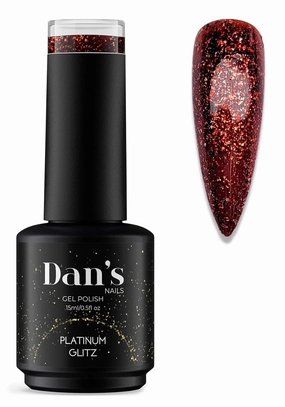 Dan's Nails Red Platinum Glitter Gel Polish