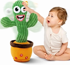 Dancing Talking Cactus Toys for Baby Boys Girls Gift, Singing Records Repeats What You Say Sunny Cactus Adjust Volume Mimicking Toy Light Up Plush Toy with 120 English Songs