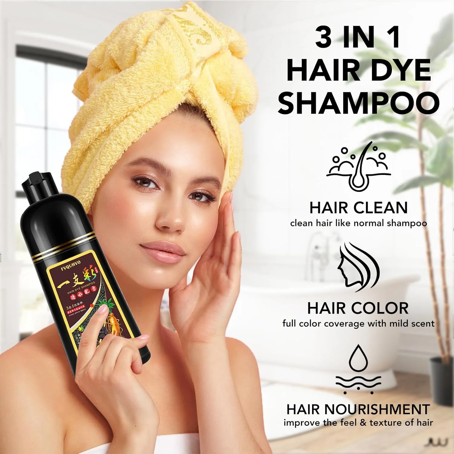 Dark Wine Red Hair Dye Shampoo for Gray Hair Coverage, Natural & Long-lasting Hair Color Shampoo Para Canas Mujer, 3 in 1 Herbal Shampoo Hair Dye, Gifts for Men Women 500ml