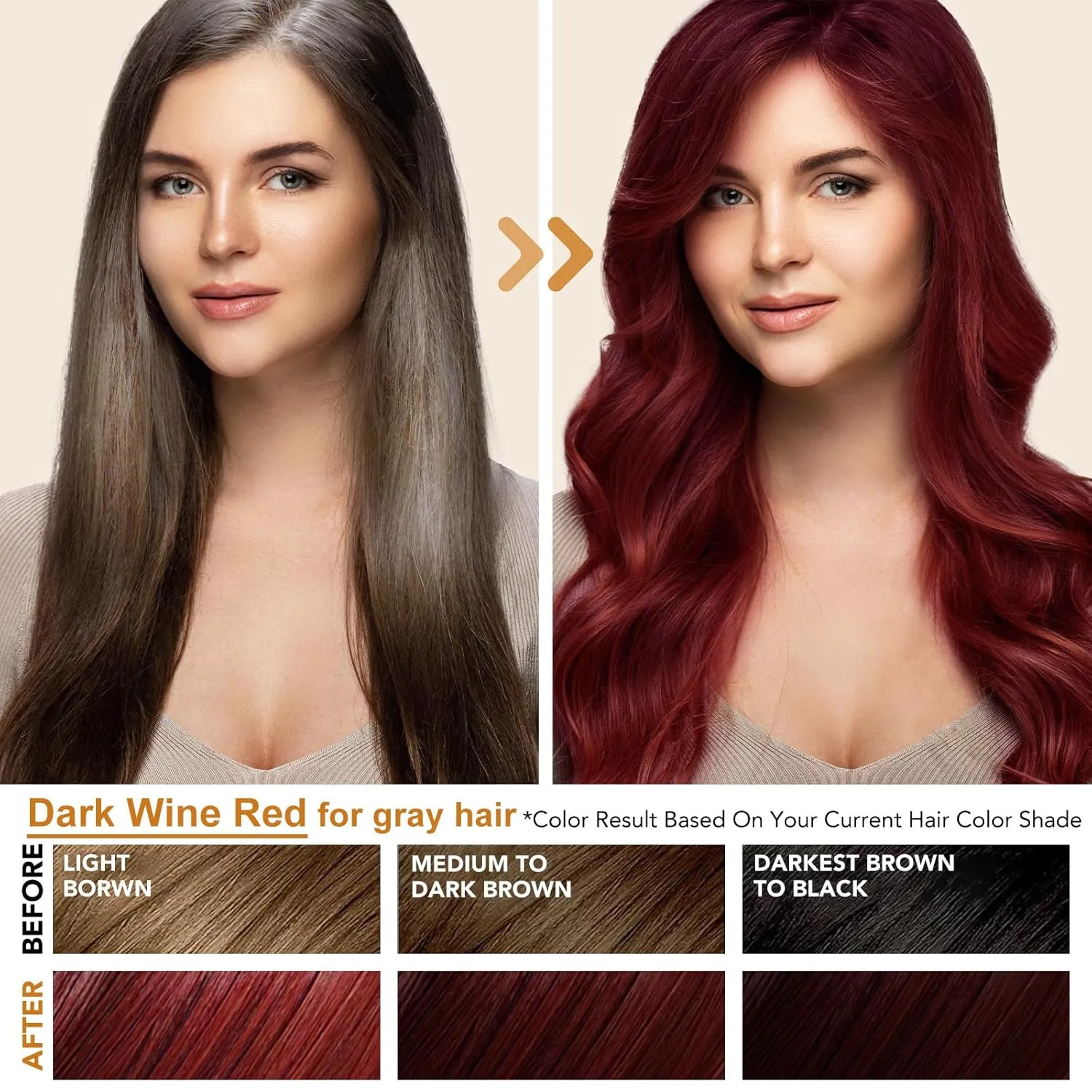 Dark Wine Red Hair Dye Shampoo for Gray Hair Coverage, Natural & Long-lasting Hair Color Shampoo Para Canas Mujer, 3 in 1 Herbal Shampoo Hair Dye, Gifts for Men Women 500ml