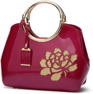 Dayfine Women's Patent Leather Shiny Banquet Shell One-shoulder Diagonal Bag Bridal Wedding Tote