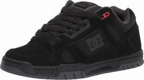 DC Men's Stag Low Top Skate Shoe, Black/Grey/RED, 6