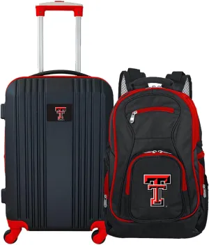 Denco Texas Tech University Red Raiders 2-Piece Luggage Set, Includes 21-inch Two-Tone Hardcase Spinner and 19" Laptop Backpack