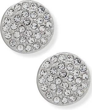 DKNY Women's Pavé Disc Stud Earrings Silver and Crystal